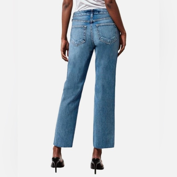 L'AGENCE Milana Westwood Blue Raw Hem Straight Leg Low Rise Stovepipe Jeans 28 - Picture 2 of 10